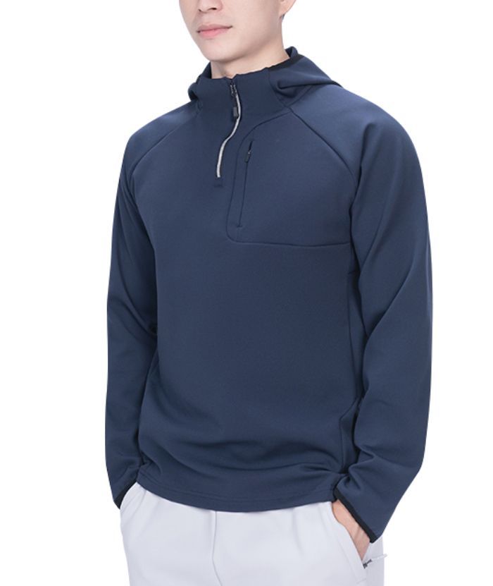 ZITY Men's Quarter Zip Solid Color Hoodie-7390