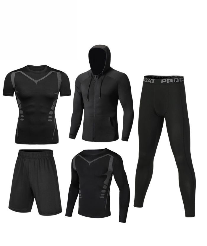 ZITY Men's Sports Cross-Border Fitness Five-Piece Compression Set-DUMTR05994