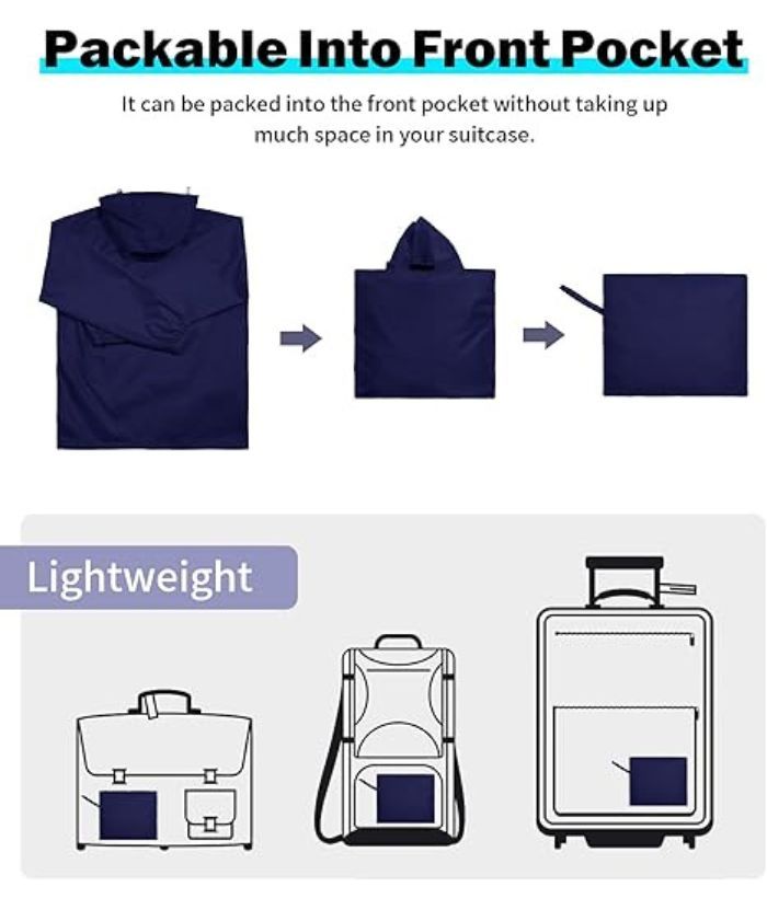 ZITY Men's Waterproof Lightweight Packable Rain Jacket-CUMRC04444