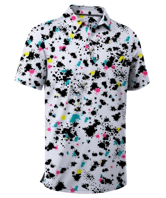 ZITY Men's Button Up Dri Fit Printed Polo Shirt-CUMPO05527