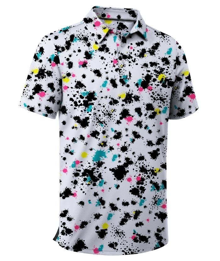 ZITY Men's Button Up Dri Fit Printed Polo Shirt-CUMPO05527