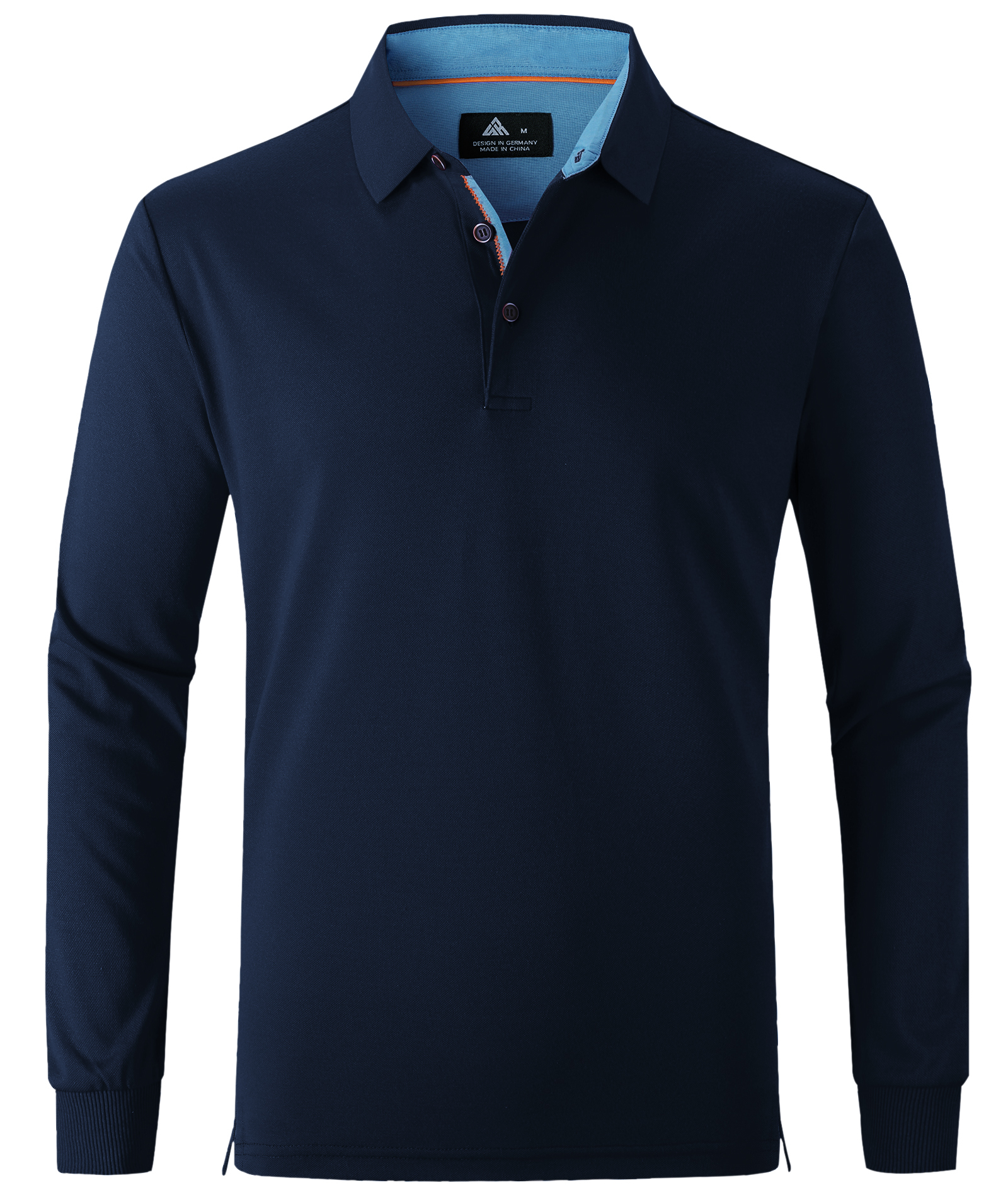 ZITY Men's Button Up Dri Fit Long Sleeve Polo Shirt-CFMPO00095