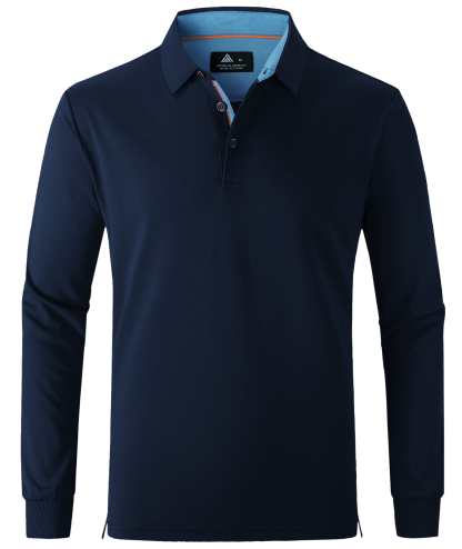 ZITY Men's Button Up Dri Fit Long Sleeve Polo Shirt-CFMPO00095