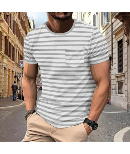 ZITY Men's Striped Summer Round Neck Short Sleeve Regular Fit T-Shirt-ZPK010595|Zitysports