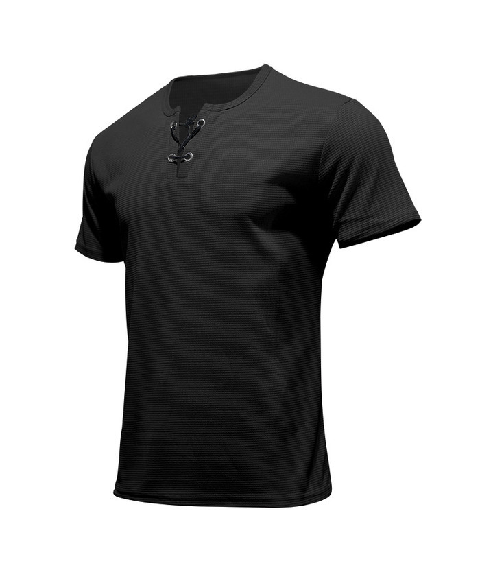 ZITY Men's Drawstring Neck Waffle T-shirt-ZPK010609 | Zitysports