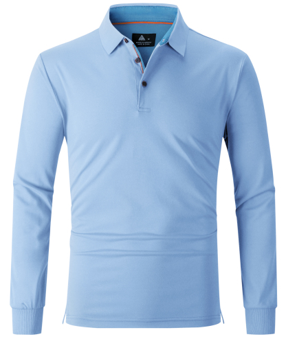 ZITY Men's Button Up Dri Fit Long Sleeve Polo Shirt-CFMPO00095