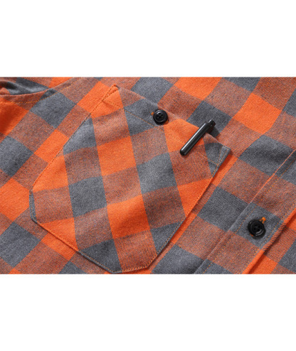 ZITY Men's Plaid Hooded Long Sleeve Button Down Flannel Shirt-ZPK000014 | Zitysports