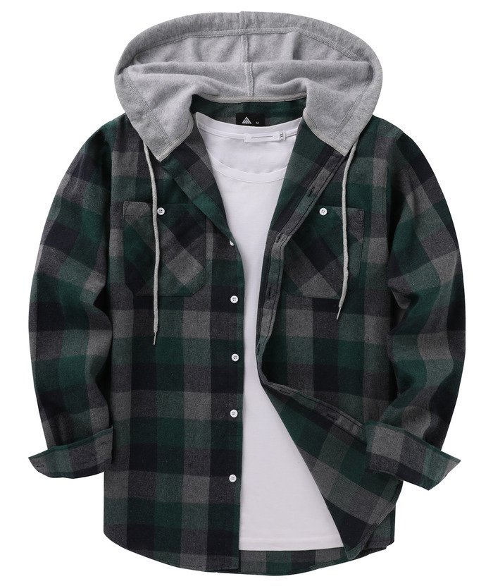 ZITY Men's Casual Soft Solid Flannel Long Sleeve Plaid Flannel Shirt-ZPK006234 | Zitysports