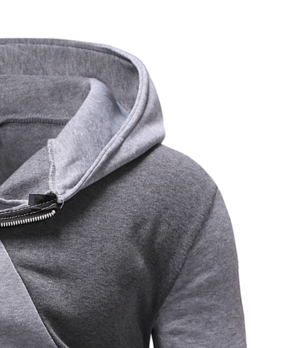 ZITY Men's Sweatshirt Oblique Zipper Stitching Design Hoodie-DUMHD04971|Zitysports