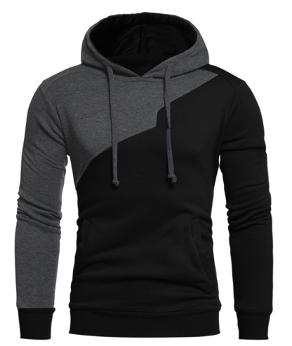 ZITY Men's Long Sleeve Patchwork Color Block Athletic Hoodie-DUMFH04916|Zitysports
