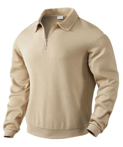 ZITY Men's Long Sleeve Solid Color Casual Polo Sweater-DUMHD05092|Zitysports