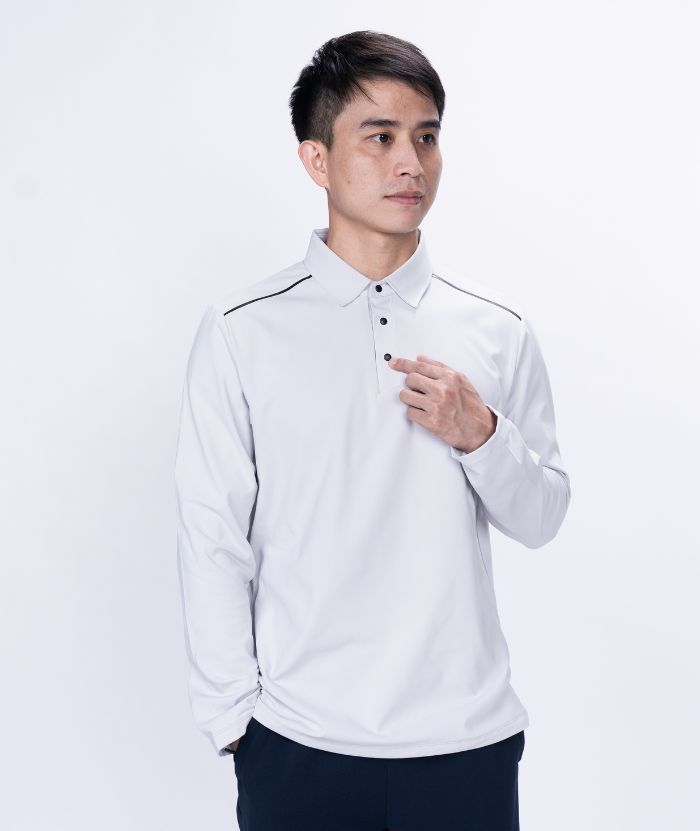 ZITY Men's Button Up Stand Collar Long Sleeve Polo Shirt-8905