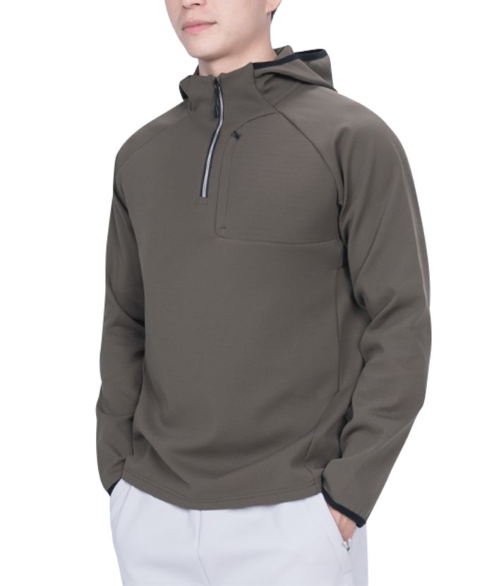 ZITY Men's Quarter Zip Solid Color Hoodie-7390
