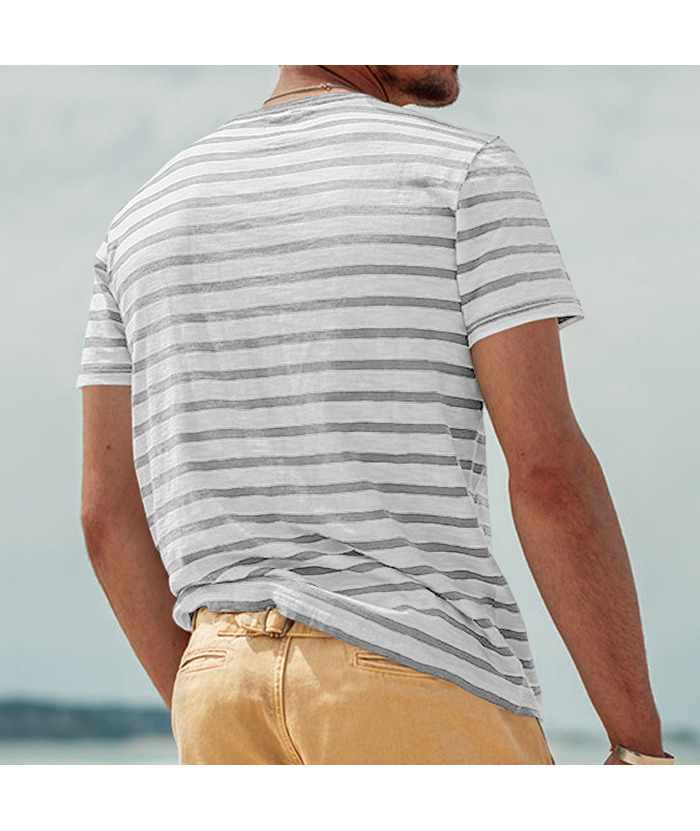 ZITY Men's Striped Summer Round Neck Short Sleeve Regular Fit T-Shirt-ZPK010595|Zitysports