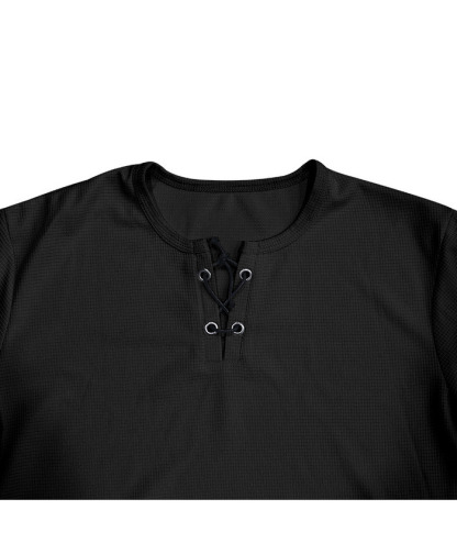 ZITY Men's Drawstring Neck Waffle T-shirt-ZPK010609 | Zitysports