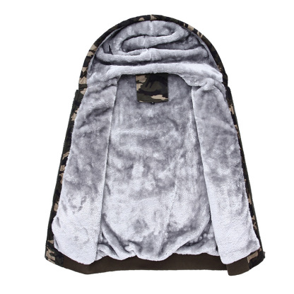 Men's Green Zipper Fleece Lined Camo Hoodie Jacket| Zitysports