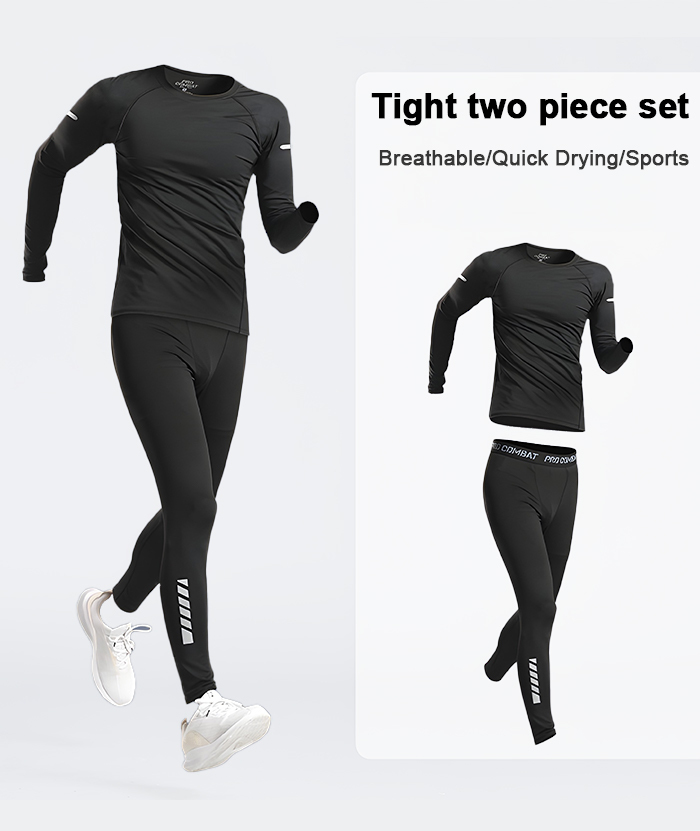 ZITY Men's Dri Fit Sports Shirt Tight Pant 2 Piece Compression Set-DUMTR05982