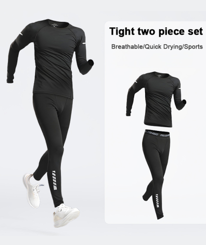 ZITY Men's Dri Fit Sports Shirt Tight Pant 2 Piece Compression Set-DUMTR05982