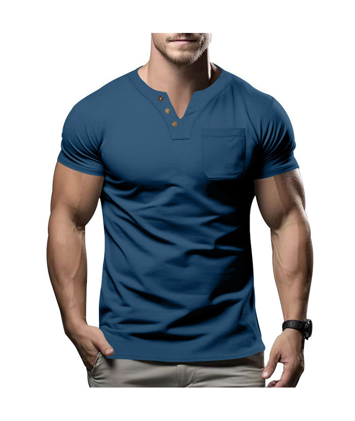 ZITY Men's Summer Casual V-Neck Slim Short Sleeved Trendy T-shirt-ZPK010594|Zitysports