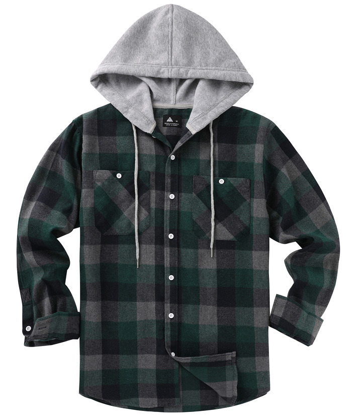 ZITY Men's Casual Soft Solid Flannel Long Sleeve Plaid Flannel Shirt-ZPK006234 | Zitysports