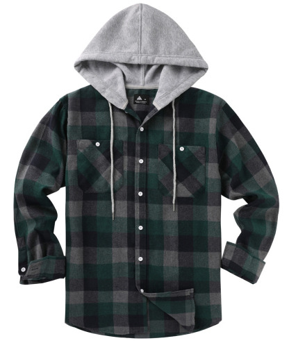 ZITY Men's Casual Soft Solid Flannel Long Sleeve Plaid Flannel Shirt-ZPK006234 | Zitysports
