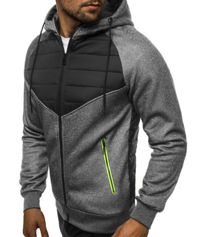 ZITY Men's Slim Fit Full Zip Contrast Color Casual Hoodie-DUMFH05005|Zitysports