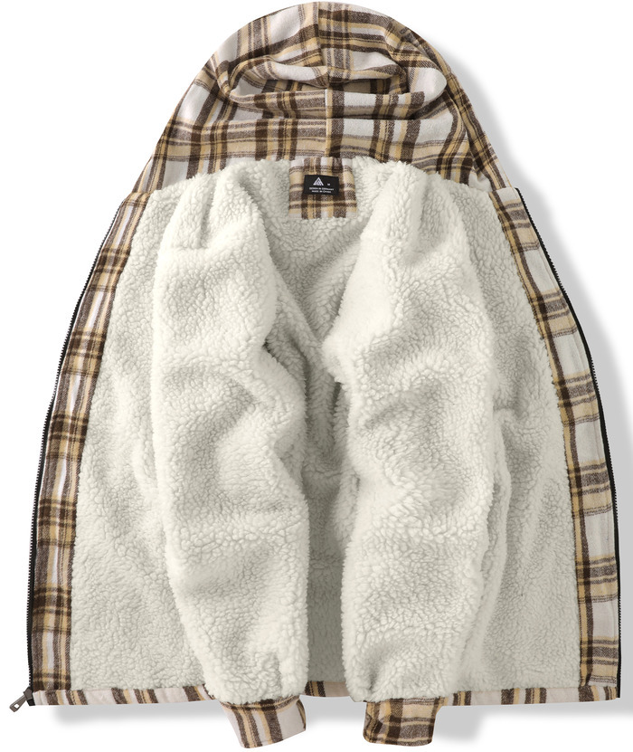 ZITY Men's Sherpa Lined Soft Warm Plaid Hooide Jacket-ZPK006045|Zitysports