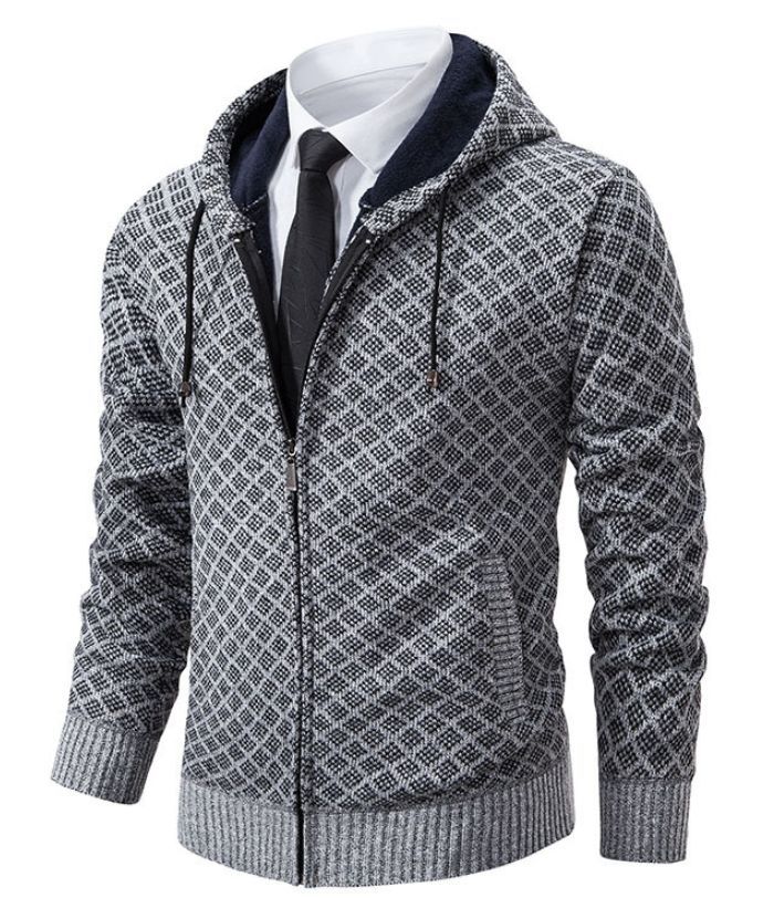 ZITY Men's Knitted Zip-Up Long Sleeve Hoodie-DUMFH05055|Zitysports