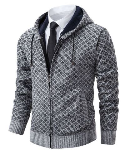 ZITY Men's Knitted Zip-Up Long Sleeve Hoodie-DUMFH05055|Zitysports