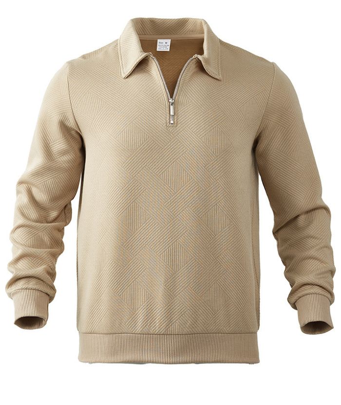 ZITY Men's Long Sleeve Solid Color Casual Polo Sweater-DUMHD05092|Zitysports