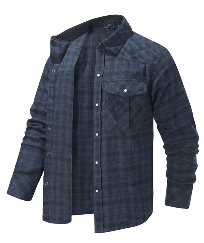 ZITY Men's Button Down Long Sleeved Plaid Flannel Shirt-DUMLT05319|Zitysports