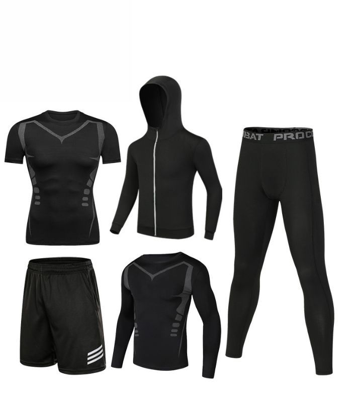 ZITY Men's Sports Cross-Border Fitness Five-Piece Compression Set-DUMTR05994