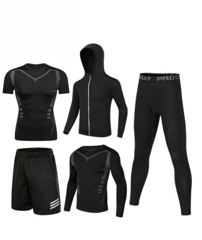 ZITY Men's Sports Cross-Border Fitness Five-Piece Compression Set-DUMTR05994