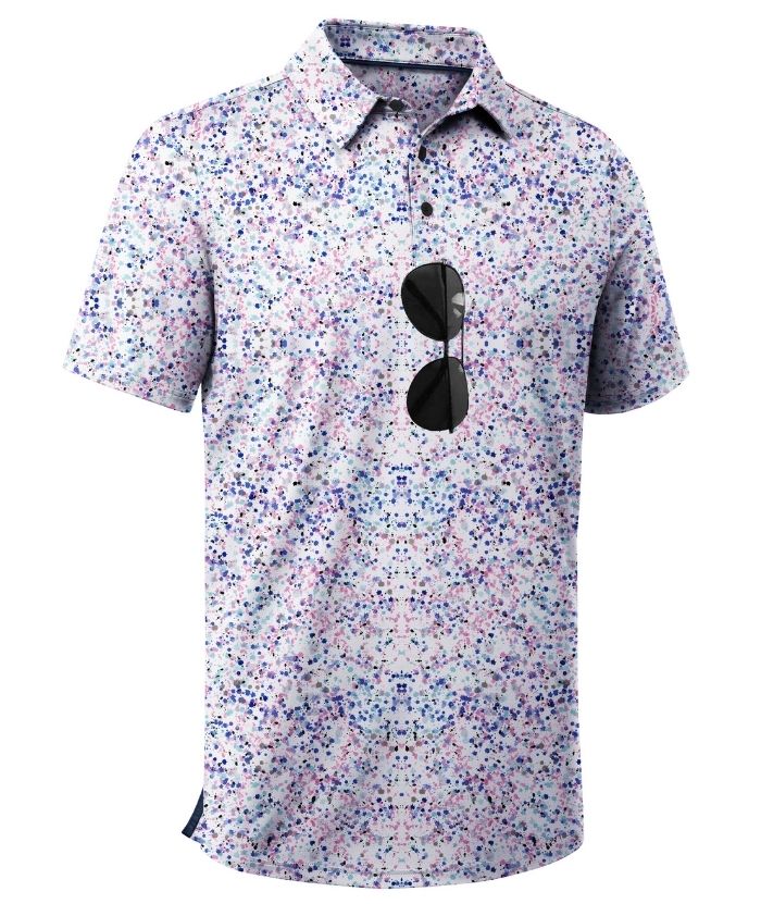 ZITY Men's Button Up Dri Fit Printed Polo Shirt-CUMPO05527