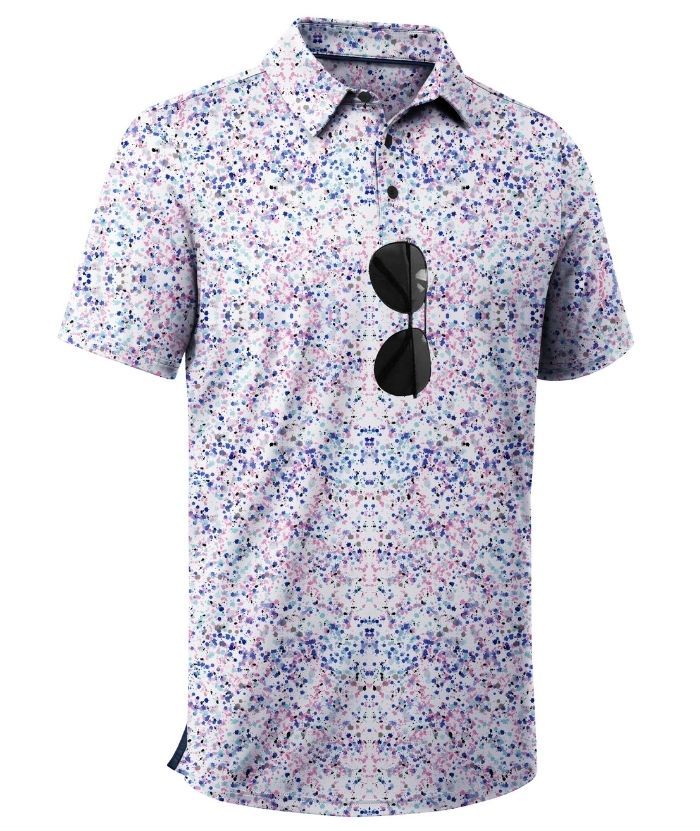 ZITY Men's Button Up Dri Fit Printed Polo Shirt-CUMPO05527