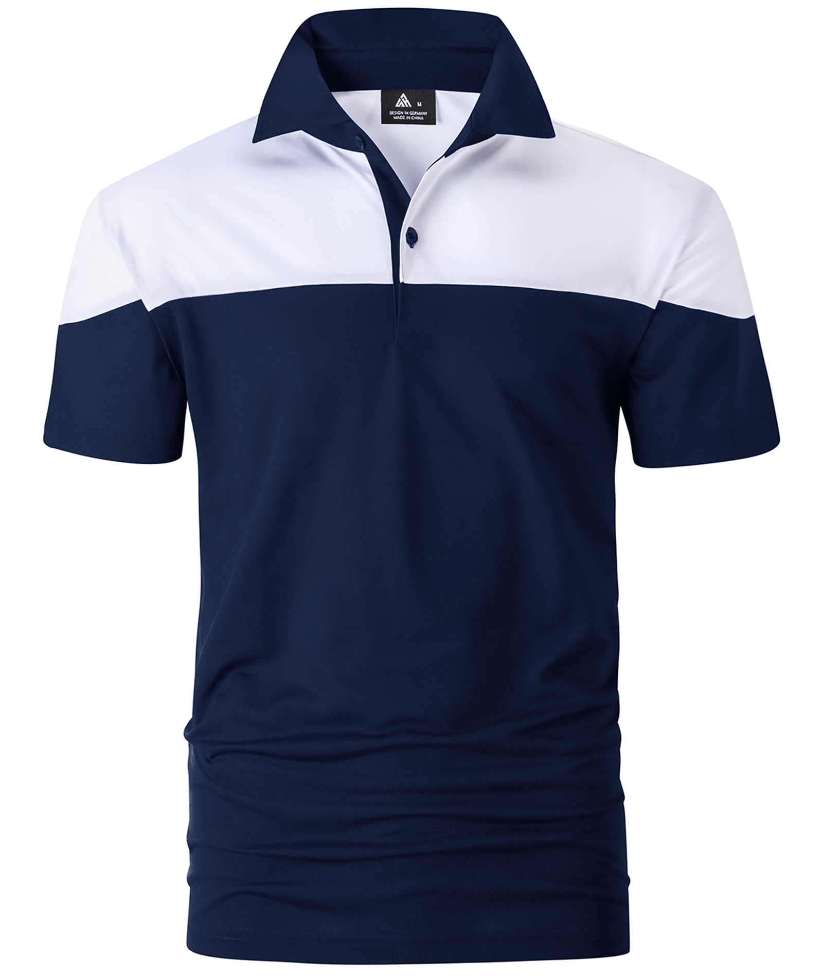 ZITY Men's Button Up Color Block Slim Fit Polo Shirt-CFMPO00104