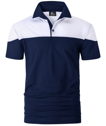 ZITY Men's Button Up Color Block Slim Fit Polo Shirt-CFMPO00104