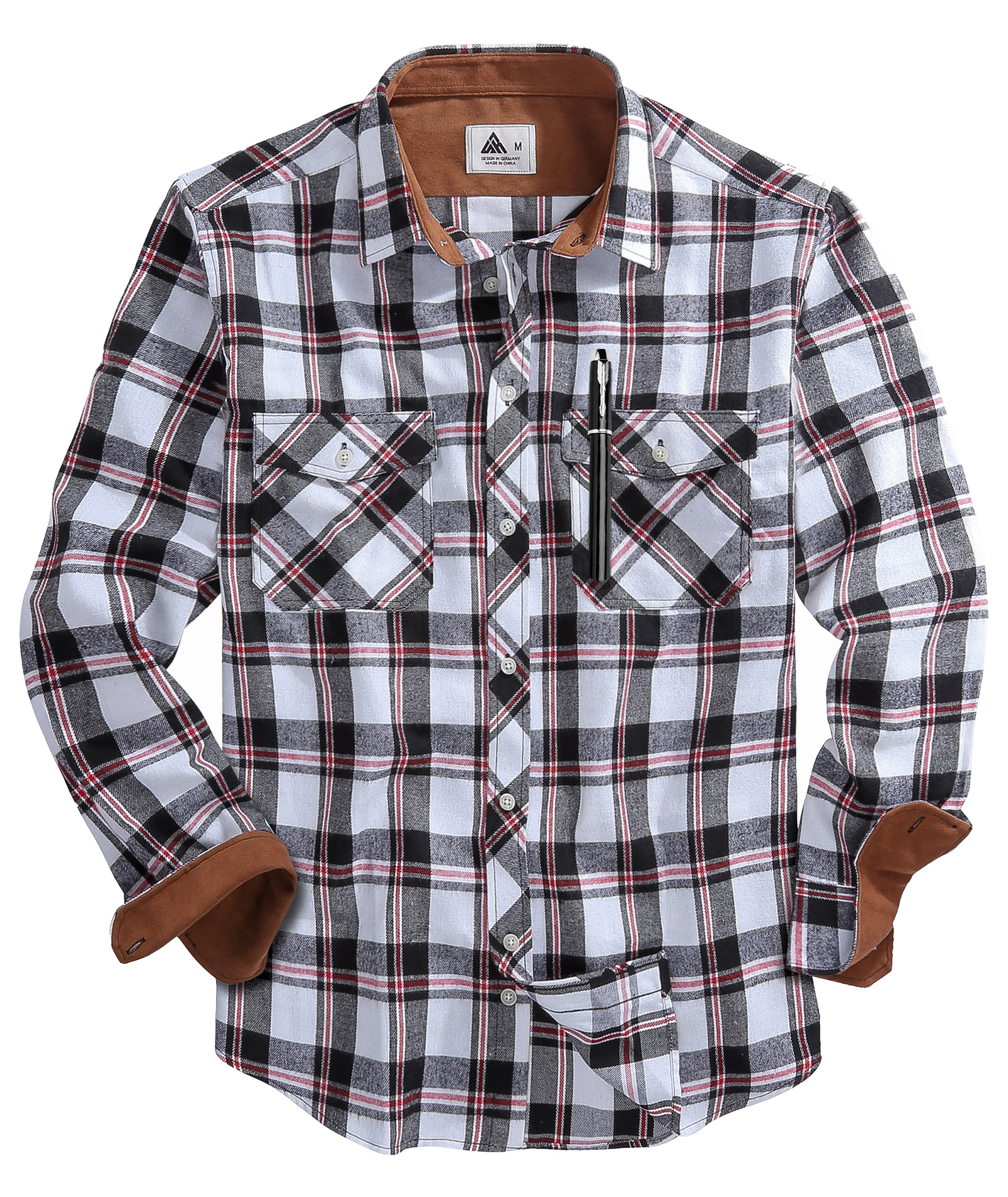 white and red plaid shirt