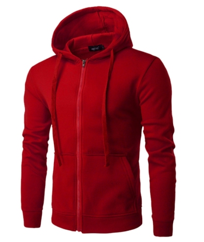 ZITY Men's Long Sleeve Solid Color Fleece Kangaroo Pocket Hoodie-DUMFH04879 | Zitysports