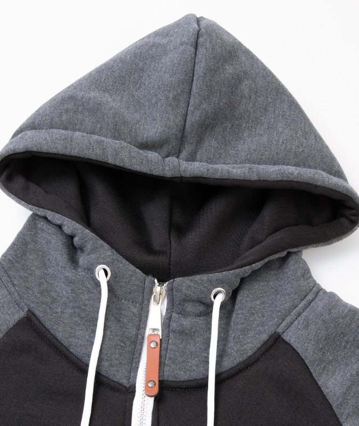ZITY Men's Color Block with Pocket Zip Up Outdoor Hoodie-DUMFH04909|Zitysports