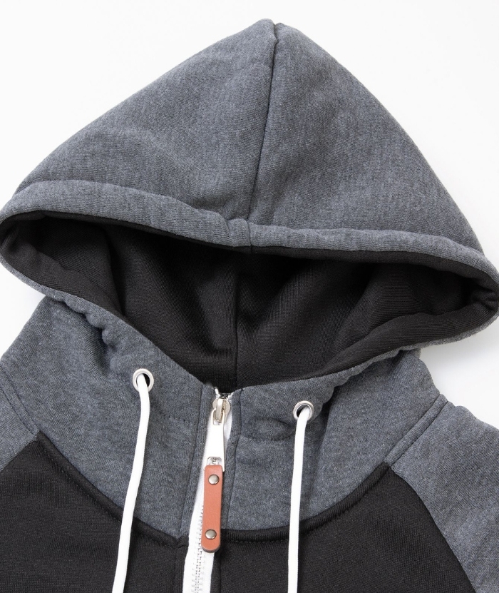 ZITY Men's Color Block with Pocket Zip Up Outdoor Hoodie-DUMFH04909|Zitysports