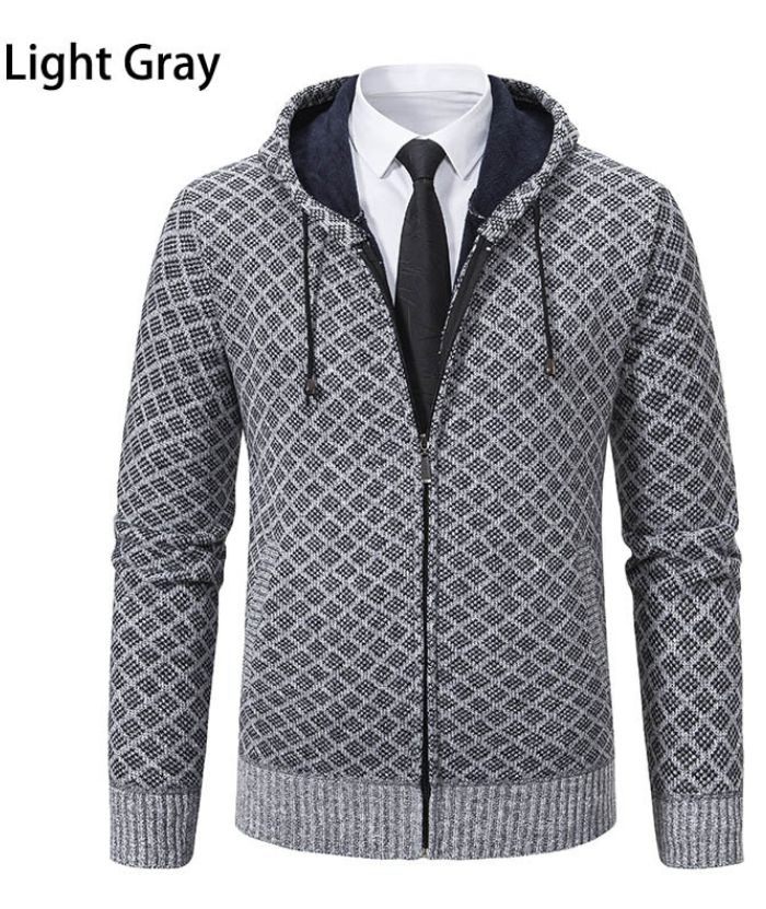 ZITY Men's Knitted Zip-Up Long Sleeve Hoodie-DUMFH05055|Zitysports