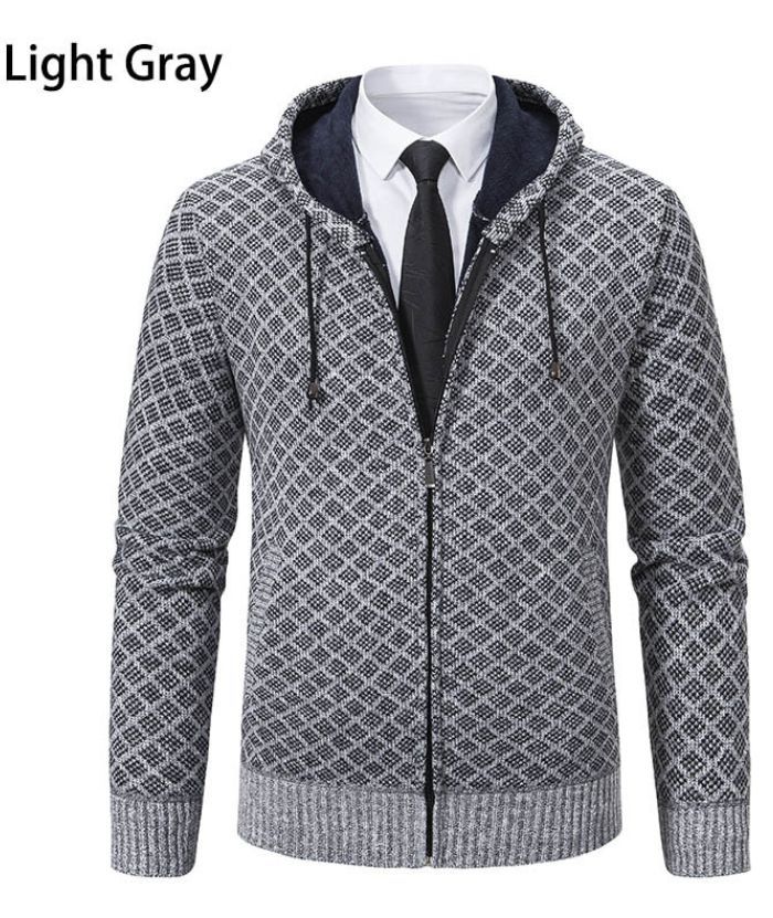 ZITY Men's Knitted Zip-Up Long Sleeve Hoodie-DUMFH05055|Zitysports