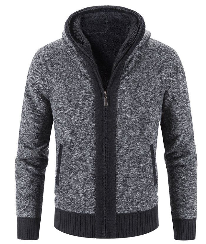 ZITY Men's Knitted Long Sleeve Full Zip Up Plus Size Casual Hoodie-DUMSW05059|Zitysports