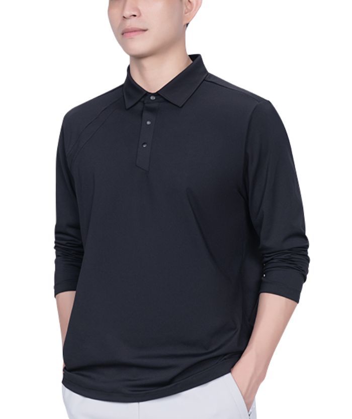 ZITY Men's 3 Button Up Long Sleeve Polo Shirt-8903