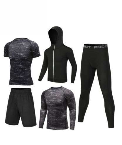 ZITY Men's Sports Cross-Border Fitness Five-Piece Compression Set-DUMTR05994