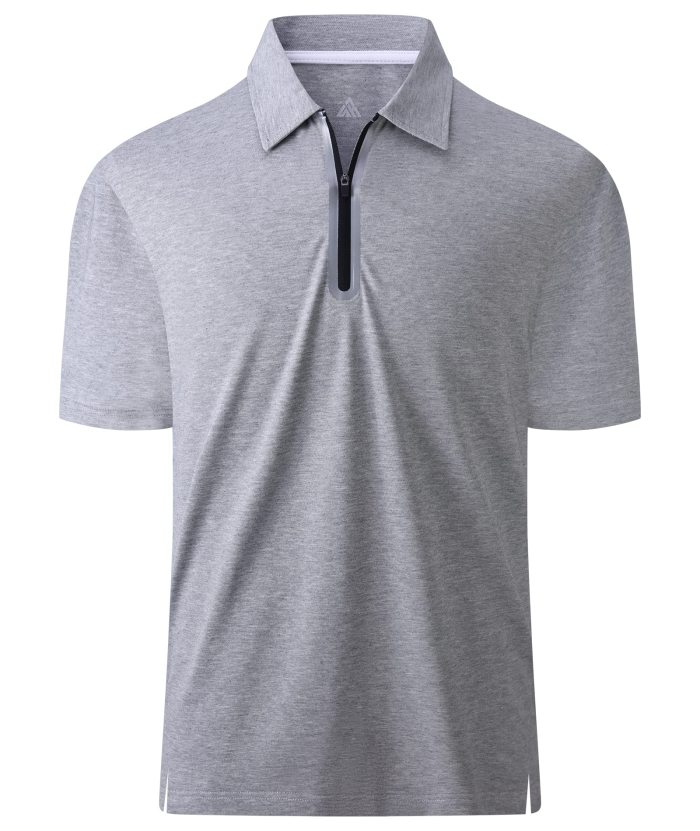ZITY Men's Zip Up Golf Polo Short Sleeve Moisture Wicking Shirt S-3XL-ZPK007845|Zitysports