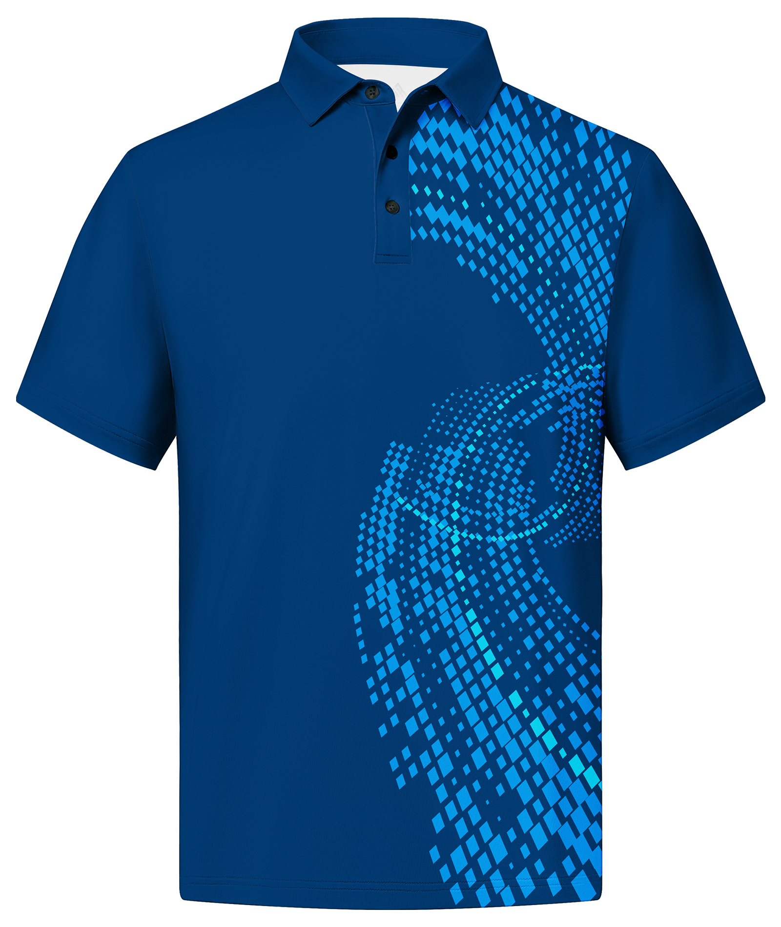 ZITY Men's Button Up Dri Fit Print Polo Shirt-CUMPO02480