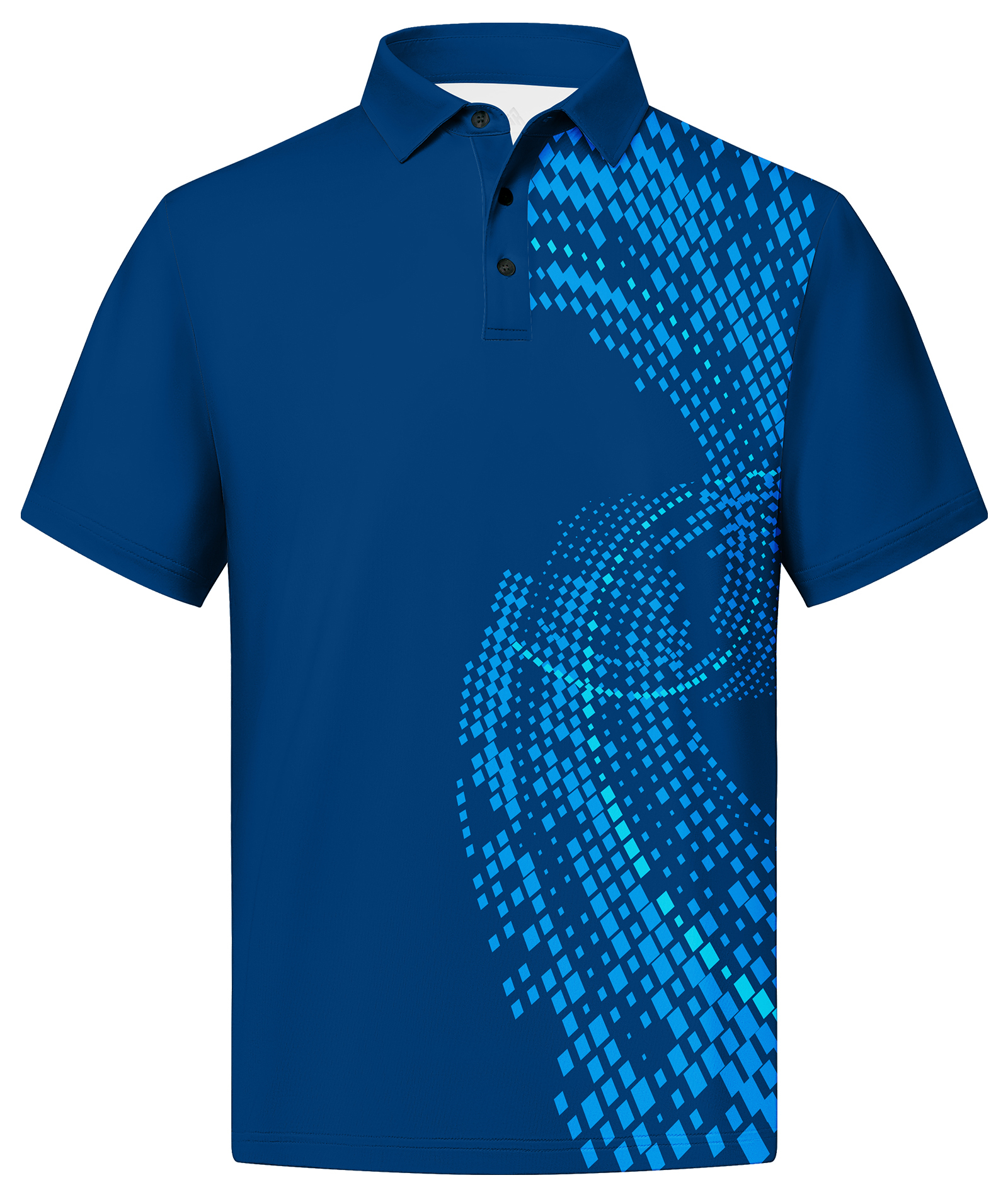 ZITY Men's Button Up Dri Fit Print Polo Shirt-CUMPO02480