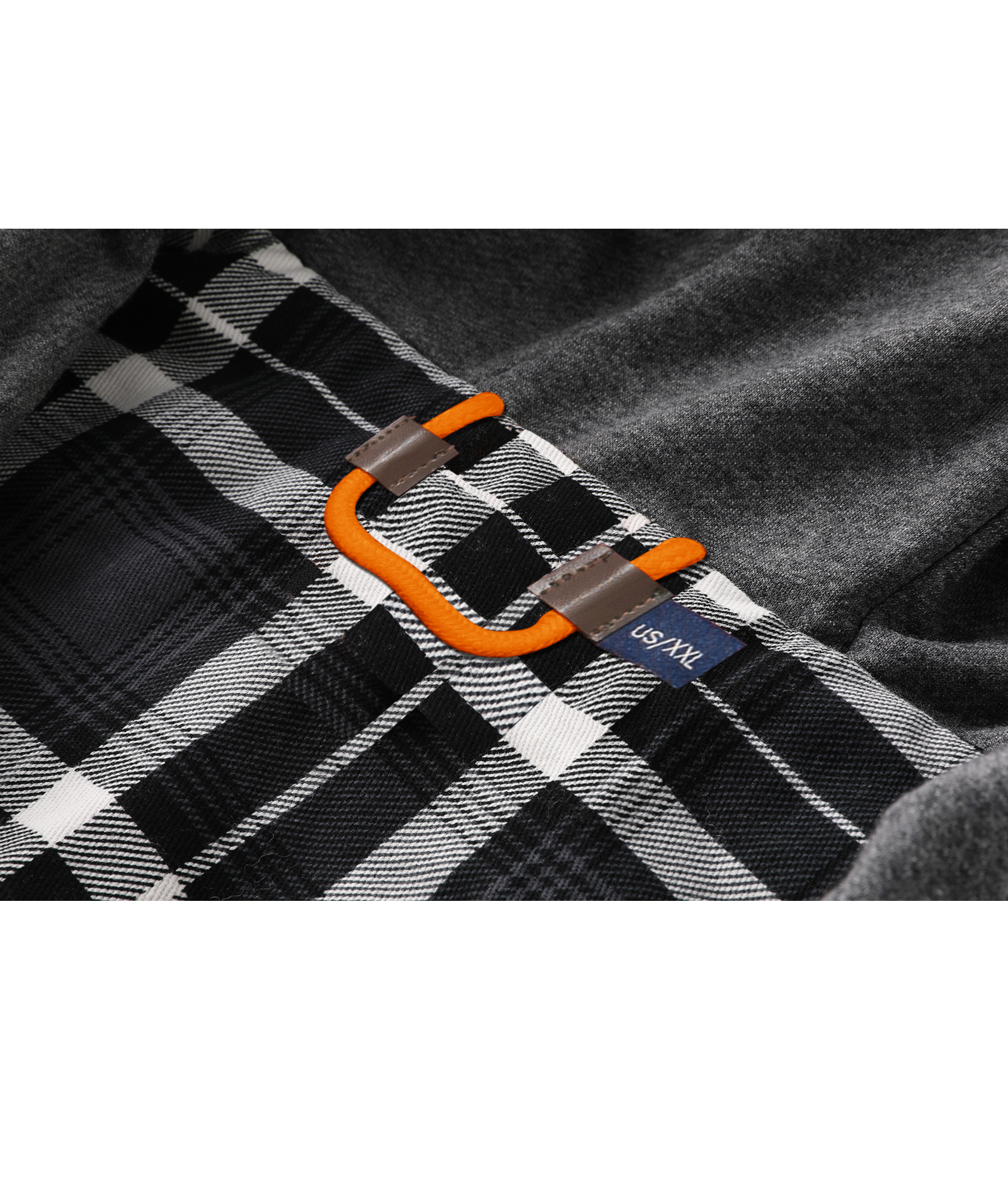 ZITY Men's Long Sleeve Hooded Plaid Fleece Hoodie-AUMPJ00587